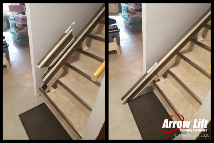 Retractable rail at the base of stairs - Arrow Lift 2020