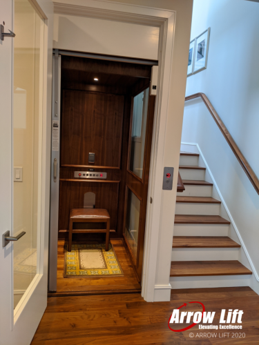 Home Elevator with custom interior and glass window - Arrow Lift 2020