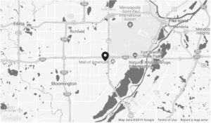 Map showing Arrow Lift's Bloomington showroom location.
