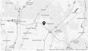 Map showing Arrow Lift's Cincinnati showroom location.