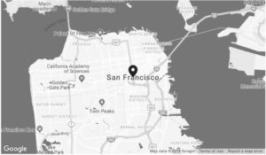 Map showing Arrow Lift's San Francisco showroom location.