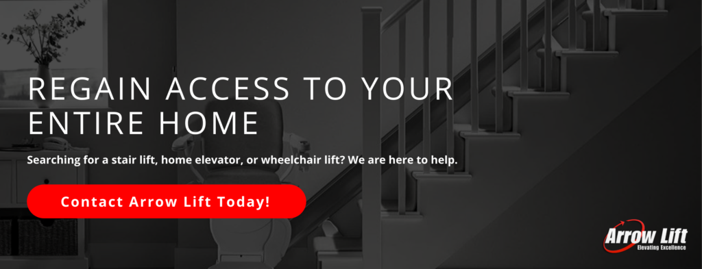 Arrow Lift brand stair lift with contact button 