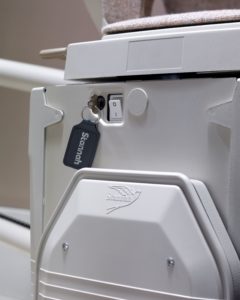 Side of a stair lift with key - Arrow Lift 2020