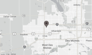 Map showing Arrow Lift's Des Moines showroom location.