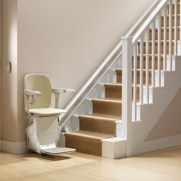Straight Stair Lift with chair at the bottom landing