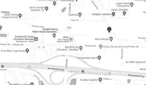 Map showing Arrow Lift's Westlake showroom location.