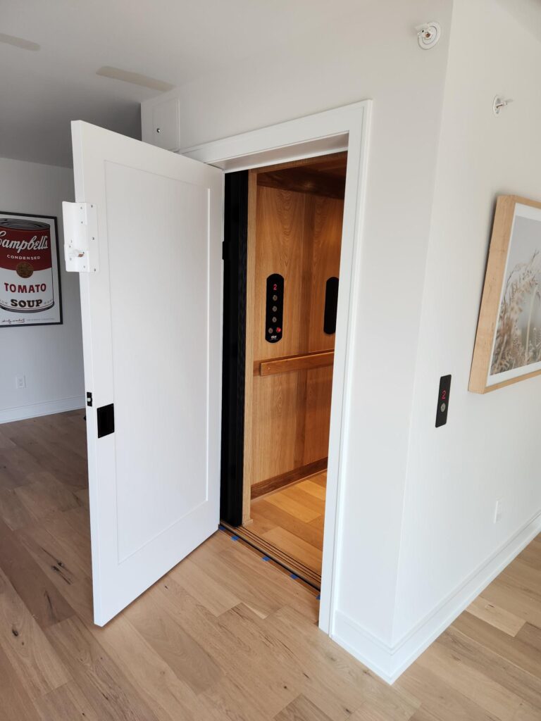 Home Elevator with custom wooden panels