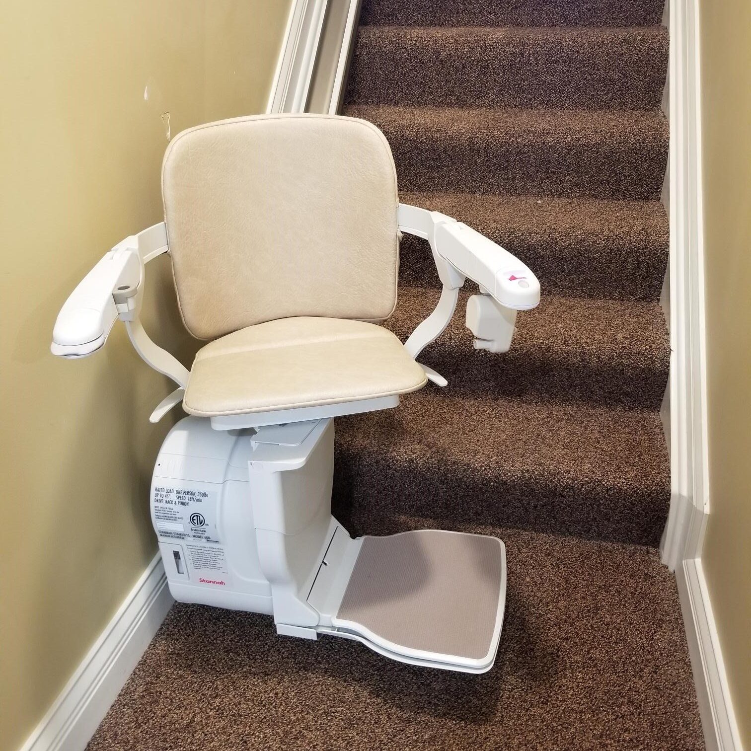 Stair Lift with power swivel at base of steps - Arrow Lift