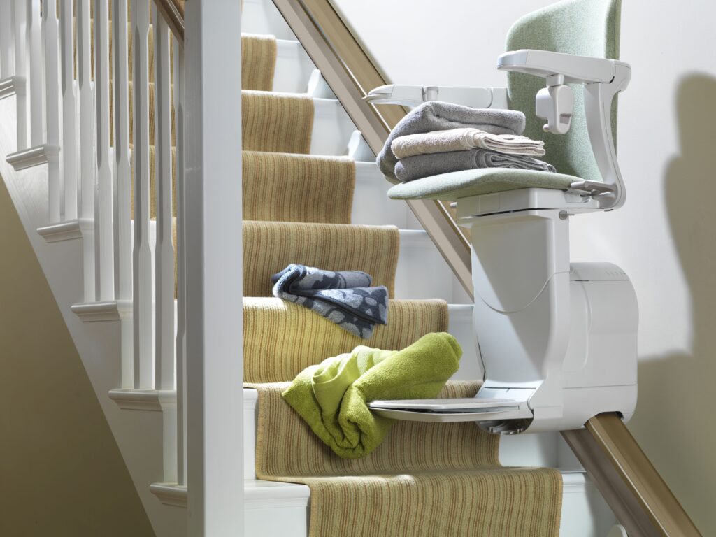 stair lift sensors prevent the lift from getting caught on a piece of laundry that has fallen in the way