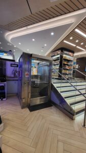 Commercial vertical platform lift in an airport