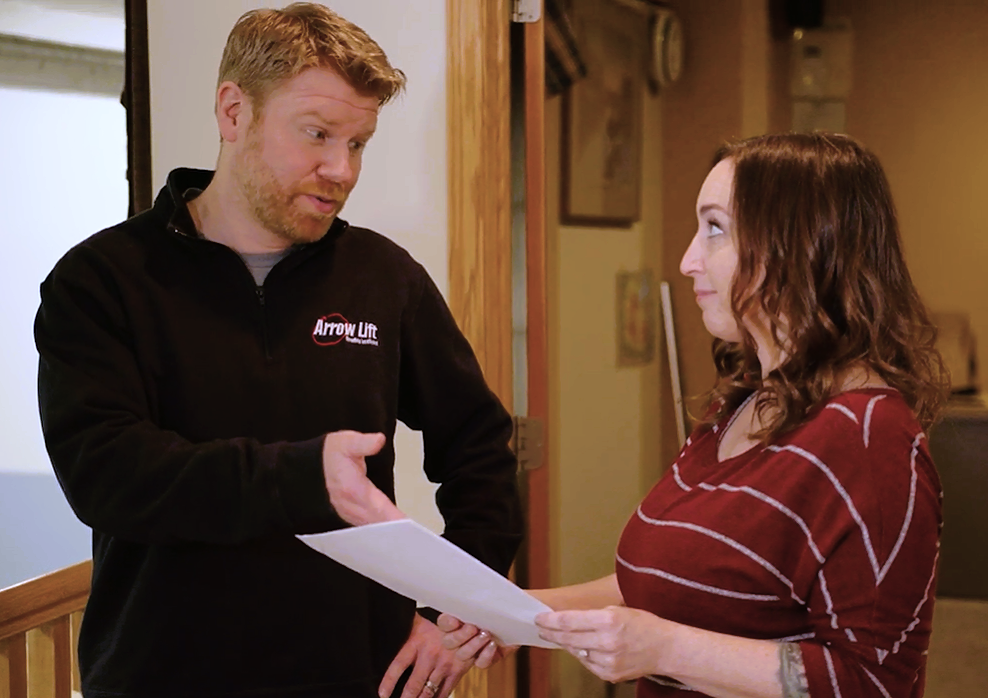 Coworkers having a discussion