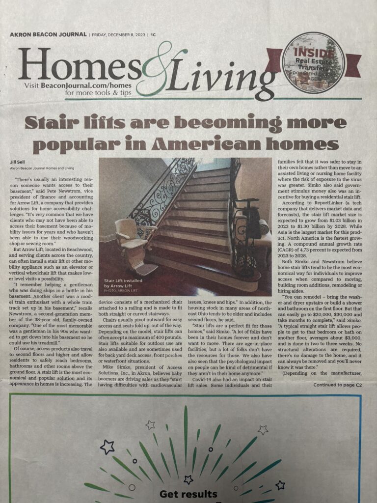 Akron Beacon Journal Stair Lifts are becoming more popular in American homes page 1