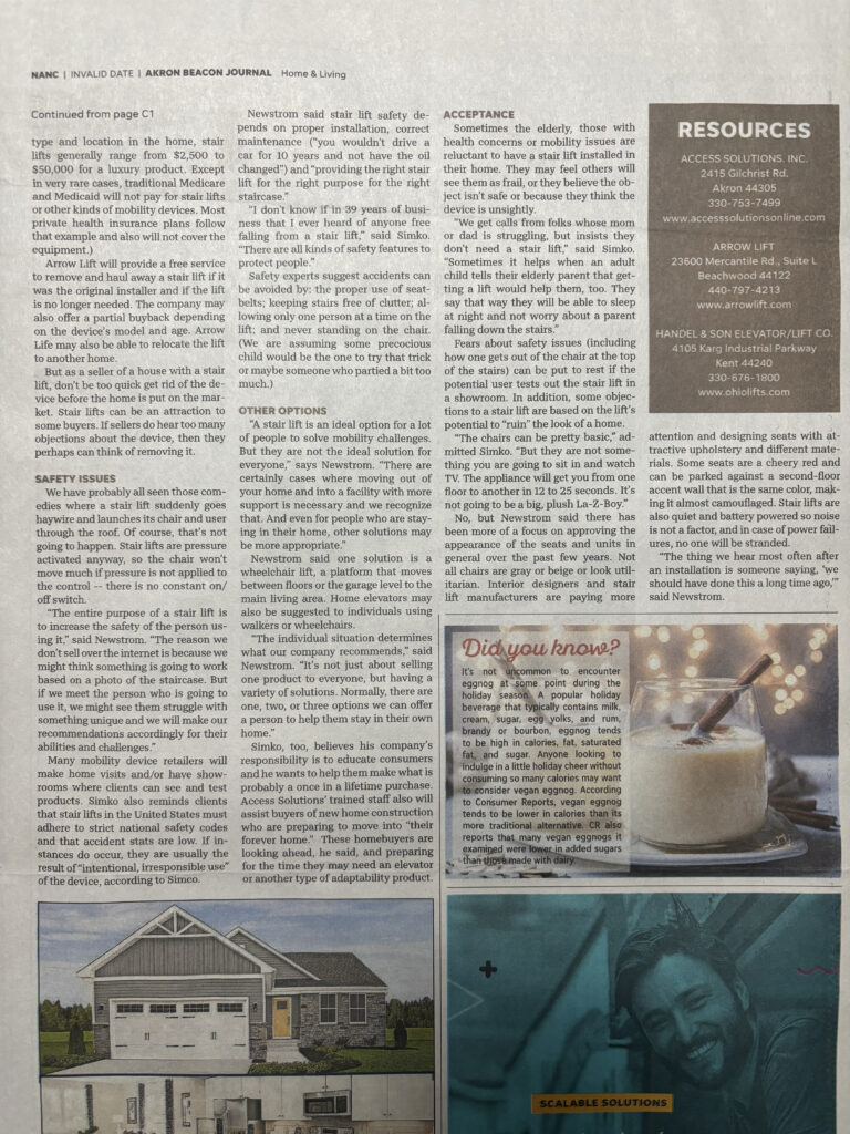 Akron Beacon Journal Stair Lifts are becoming more popular in American homes page 2