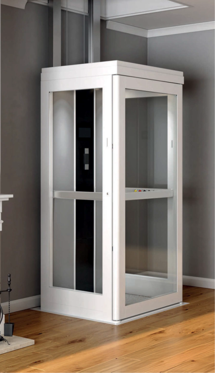 shaftless home elevator at the bottom floor