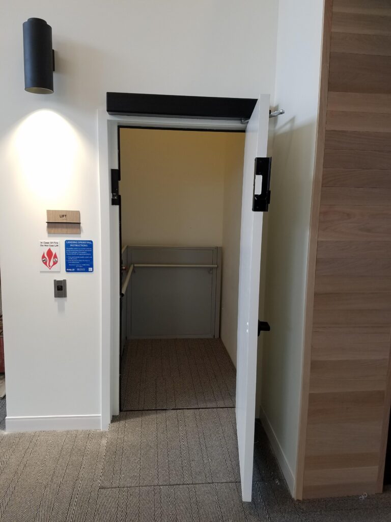 vertical platform lift at the Sons of Norway center in Minneapolis