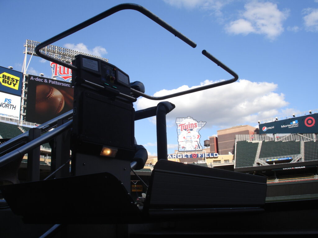 Platform lift at the Minnesota Twins' field